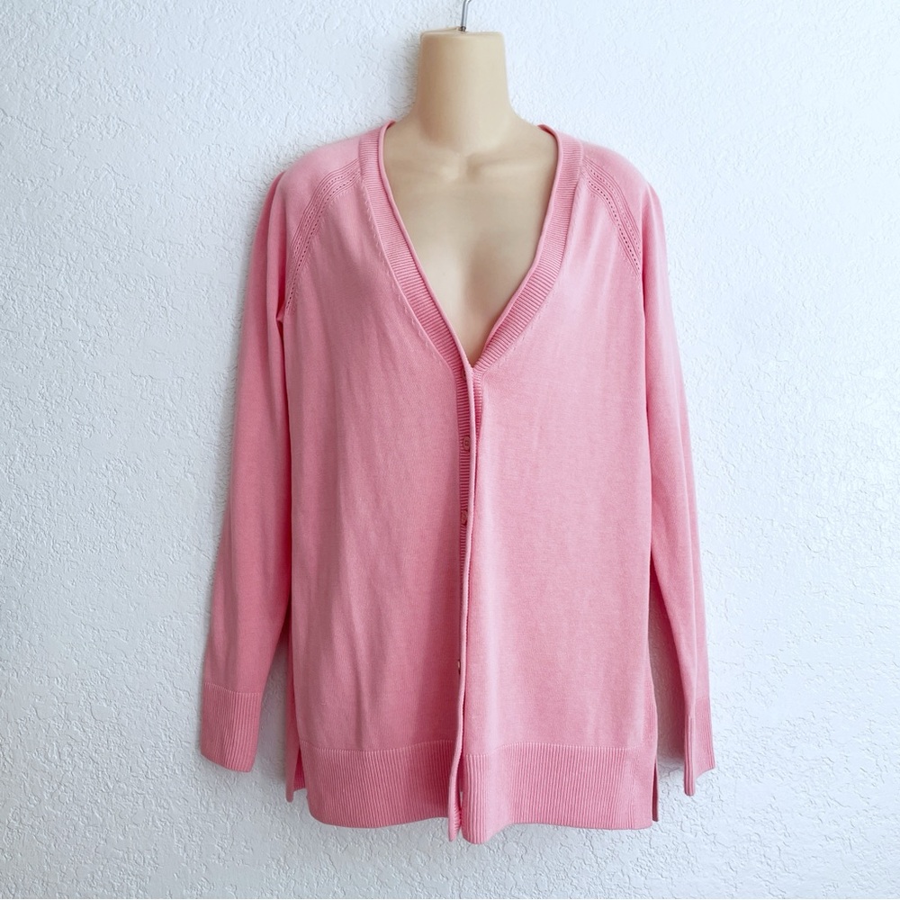 NWT Talbots Bubble Gum Pink V-Neck Cardigan XS Coquette Soft Girl Romantic Prep